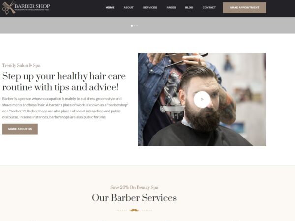 Готовый сайт барбершопа на Bootstrap: стильный шаблон для мужской парикмахерской